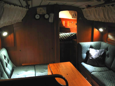 sail boat interior with LED lights