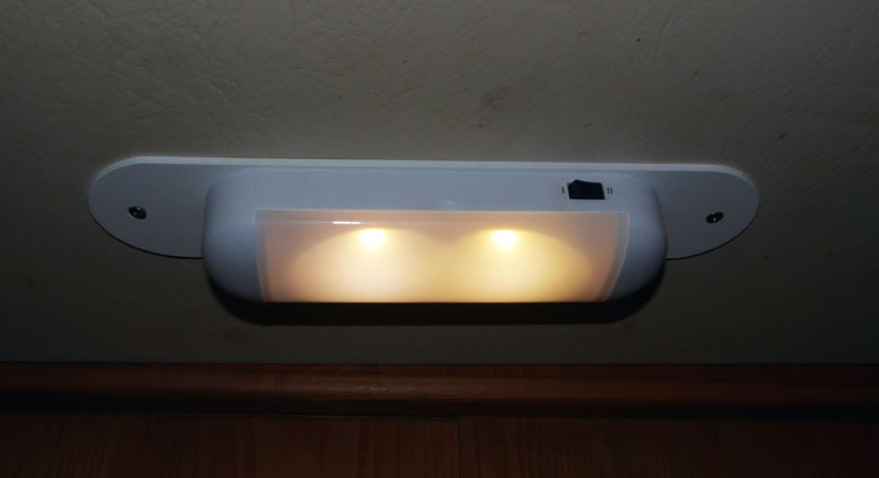 under-cabinet LED light in a sailboat